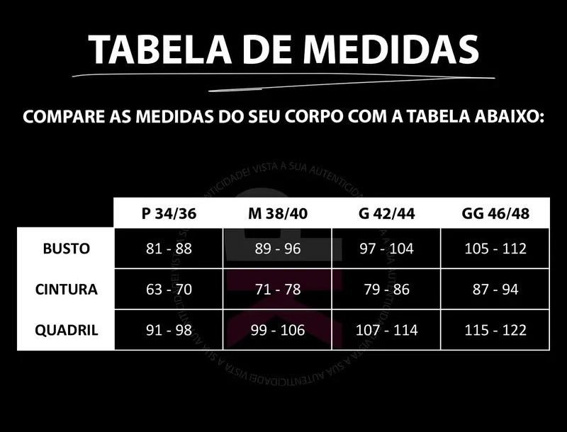 Tabela de Medidas Pink Urban